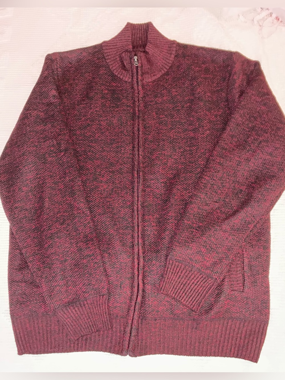 EUC Kensington Eastside Full Zip Sweater Men's XL Burgundy Heather Knit Jacket